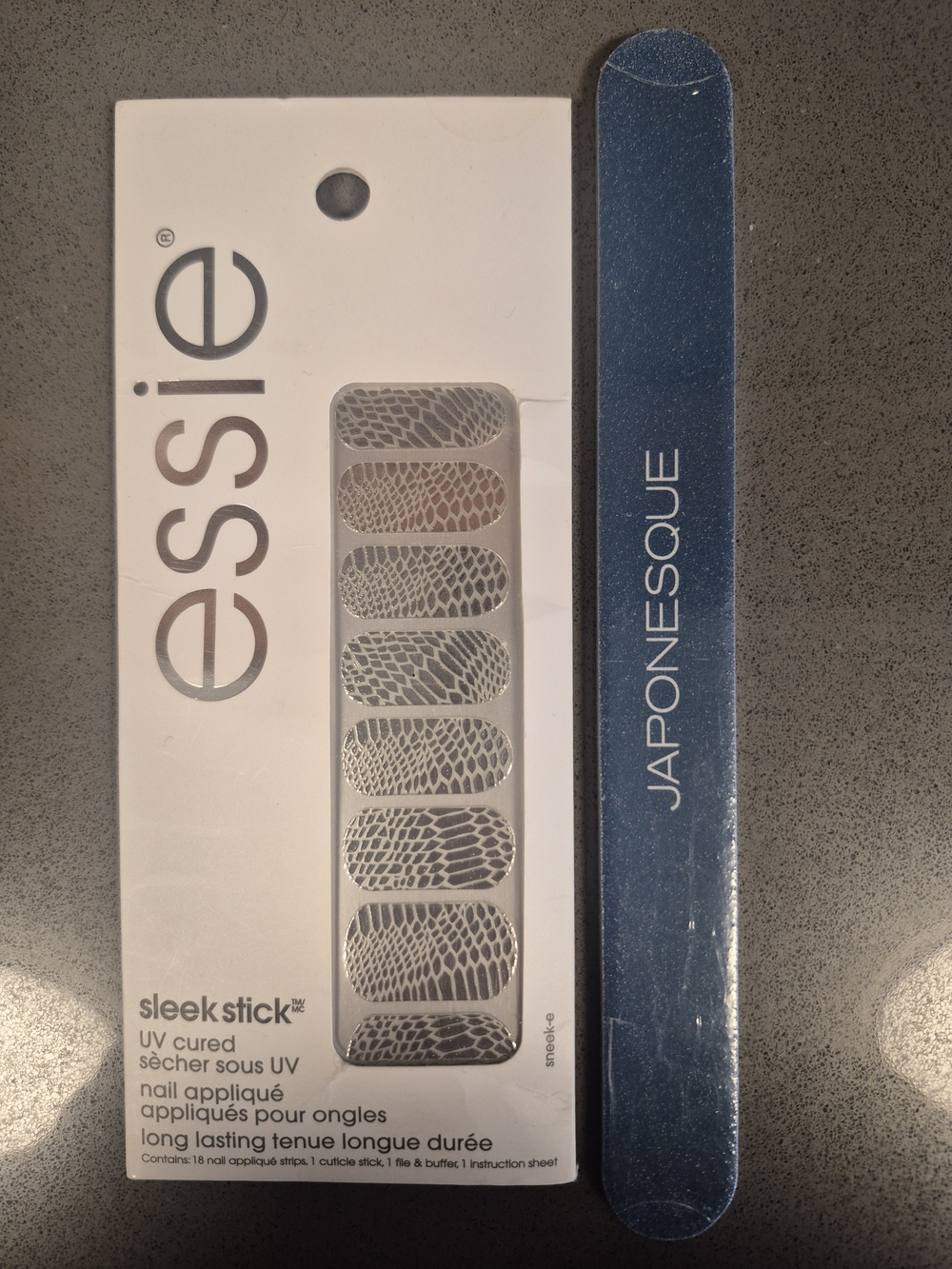 Essie Sleek Stick Sneek-e Snakeskin Nail Appliques + Japonesque File NEW